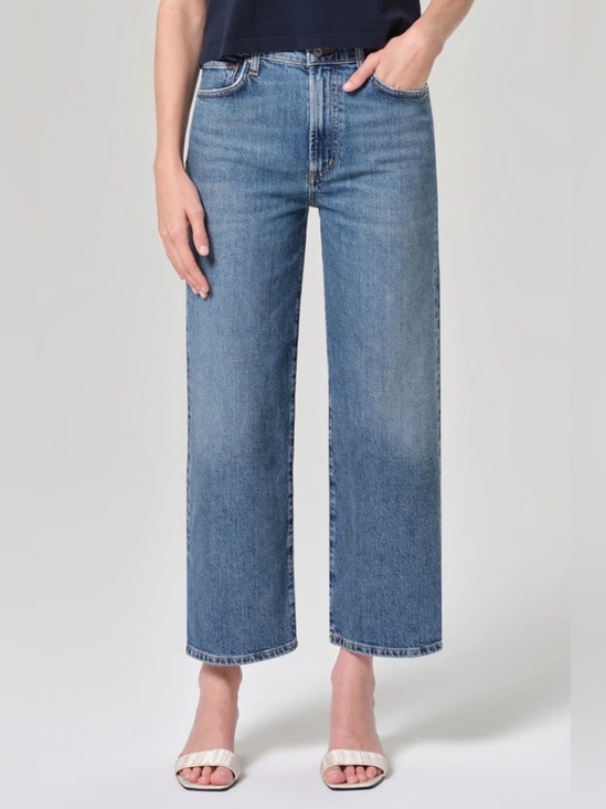 Agolde Denim - AGOLDE Harper Crop Jeans Size 31 High Rise Wide Leg Crop Medium Wash Denim